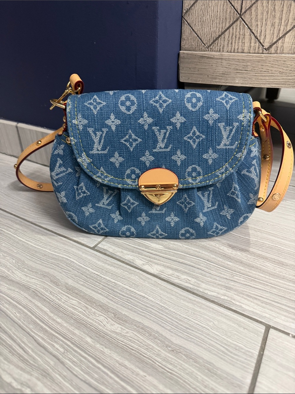 LV Denim Monogram Crossbody with Natural Leather Trim